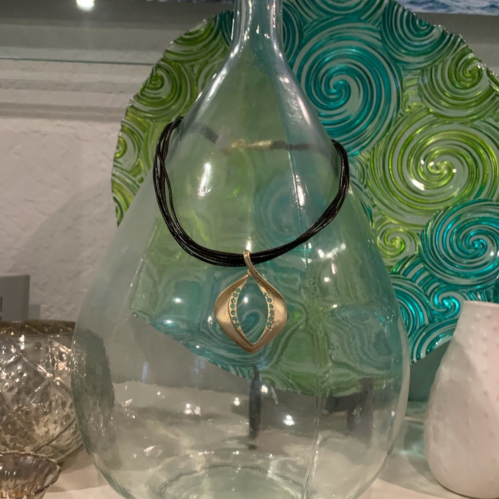 Pacific Opal and leather necklace